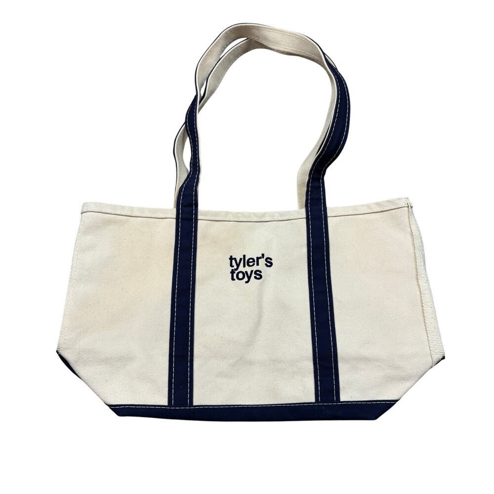 Vintage LL Bean Boat and Tote Medium Canvas Tote 18x11 Blue Beach Grocery